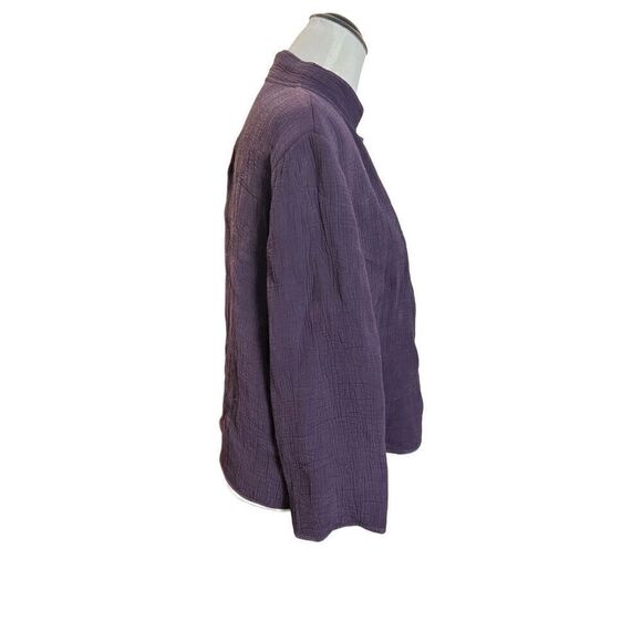 Eileen Fisher Blazer jacket Purple Deep Plum Textured Silk open front size M - Picture 2 of 9